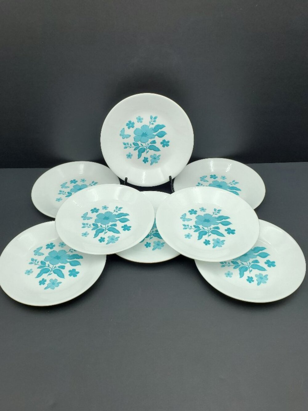 Corelle Pioneer Woman Evie Teal Appetizer Plates Aqua Floral Dessert Bread Plate